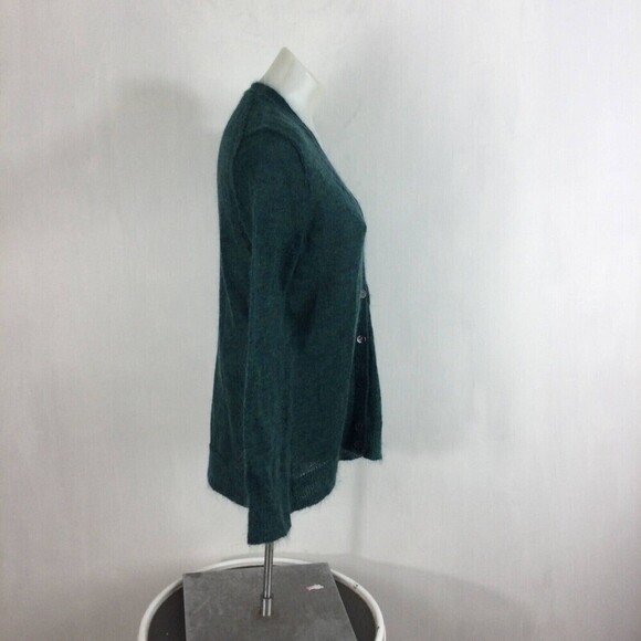J. Crew Green Kid Mohair V-Neck Button Down Long Sleeve Cardigan Sweater Small - Picture 6 of 7